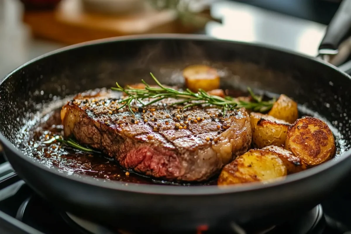 Do you cook potatoes or meat first?