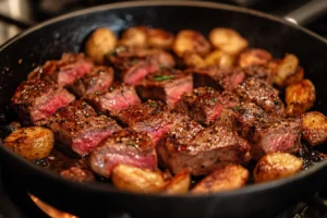 steak, potatoes, meal, diet, nutrition, health