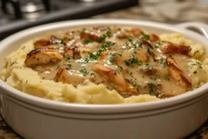 
Is there meat in Popeyes mashed potatoes and gravy?